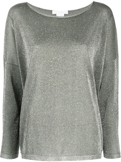 Fabiana Filippi Glitter-embellished Long Sleeves Top In Green