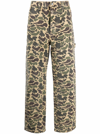 Stussy Cotton Camouflage Trousers In Brown