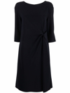 Emporio Armani Gathered-detail Midi Dress In Blue