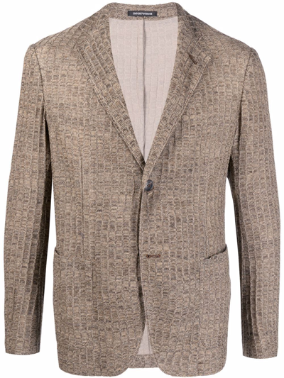 Emporio Armani Single-breasted Blazer Jacket In Brown