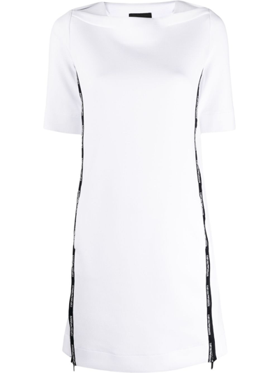 Emporio Armani Logo-tape Shift Dress In White