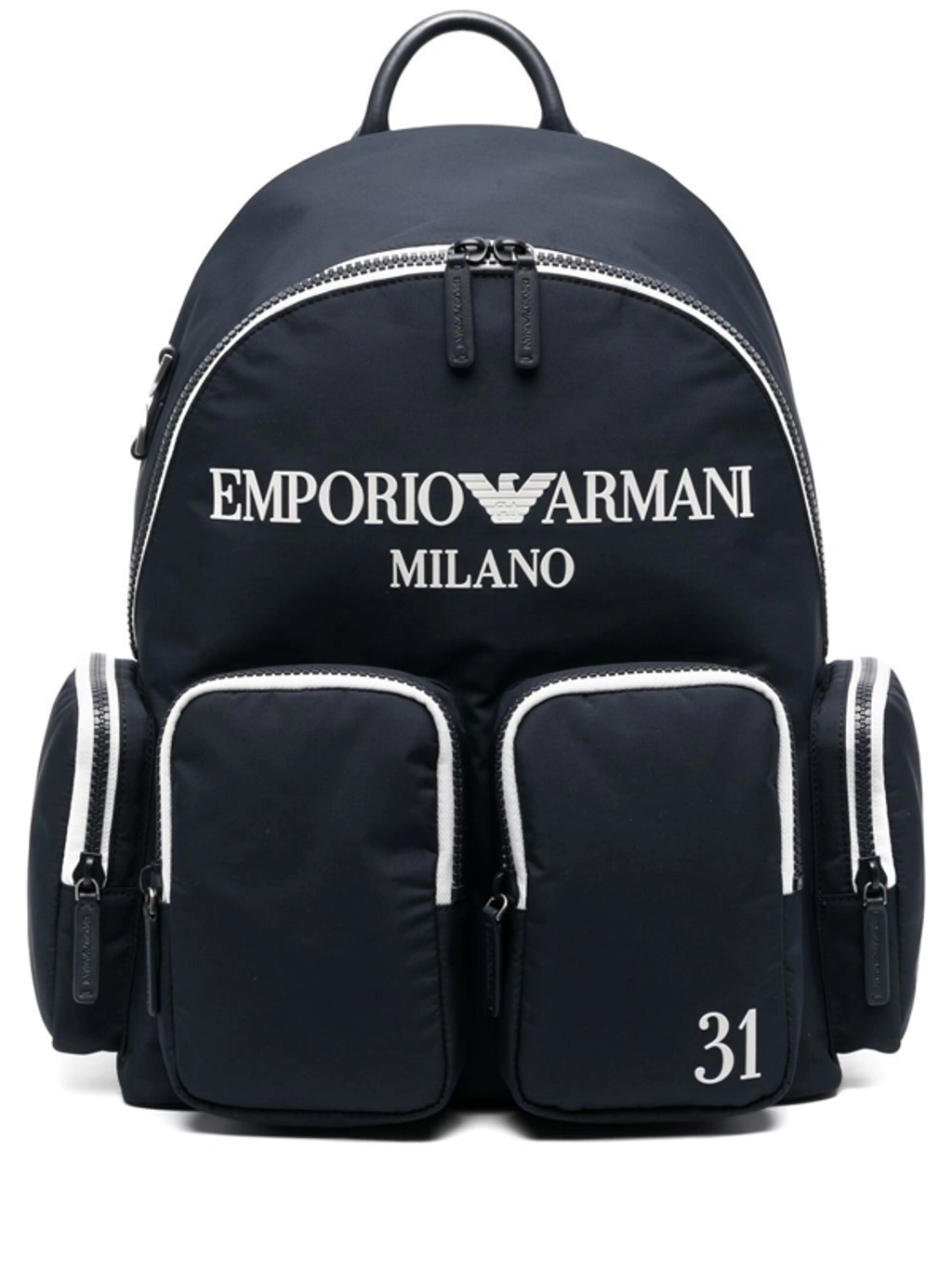 Emporio Armani Milano 31 Print Nylon Backpack In Blue ModeSens
