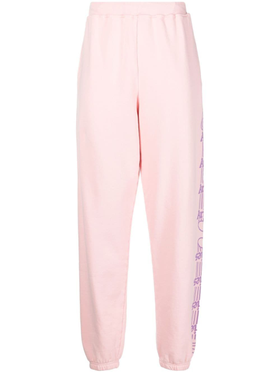 Aries Logo-print Jersey Track Pants In Pink