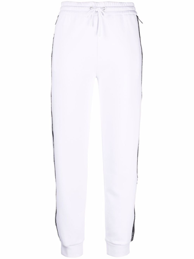 Emporio Armani Double-jersey Joggers With Logo Tape And Side Zip In White