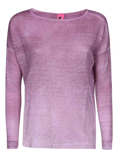 Alessandro Aste Boat Neck Spray Art Linen Sweater In Pink