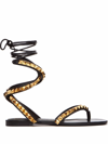 Valentino No Limit Rockstud Ankle-wrap Flat Sandals