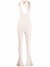 Jacquemus Light Beige Plunge-neck Jumpsuit In Beige