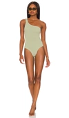 Hunza G Nancy One-shoulder One-piece Swimsuit In Sage