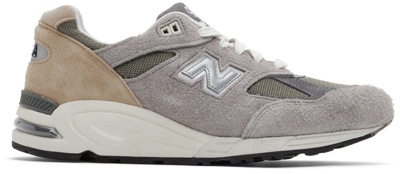 New Balance Grey & Khaki Teddy Santis Edition Made In Usa 990v2 Sneakers In Grey/pink/white