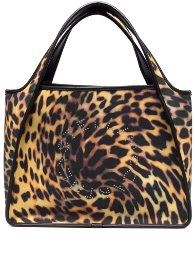 Stella Mccartney Stella Logo Leopard-print Organic Cotton-canvas Tote Bag In Multicolor