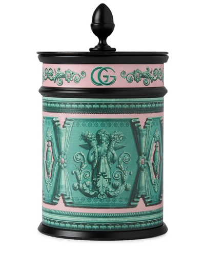 Gucci Mehen Frieze-print Mini Basket Candle In Green