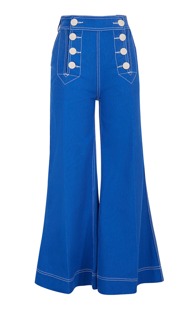 Zimmermann High Tide Cropped High-waisted Wide-leg Jeans In Blue
