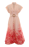 Zimmermann High Tide Belted Floral-print Linen And Silk-blend Midi Dress In Floral