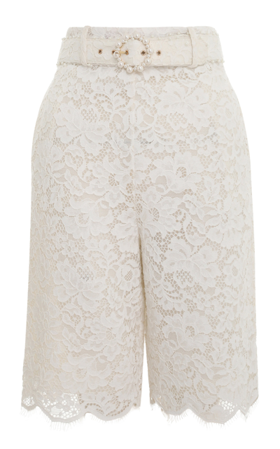 Zimmermann High Tide Lace Long Line Shorts In White
