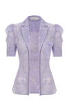 Zimmermann High Tide Cotton-blend Lace Shirt In Purple