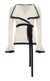 Zimmermann V-neck Self-tie Wool Knitted Top In Black,white