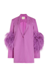 Lapointe Wool Single Breasted Blazer With Feathers In Pink