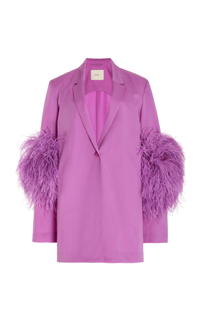 Lapointe Wool Single Breasted Blazer With Feathers In Orchid