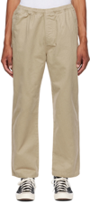 STUSSY BEIGE BRUSHED BEACH TROUSERS