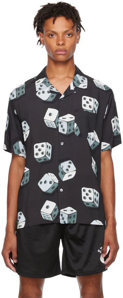Stussy Dice Graphic-print Relaxed-fit Crepe Shirt In Black