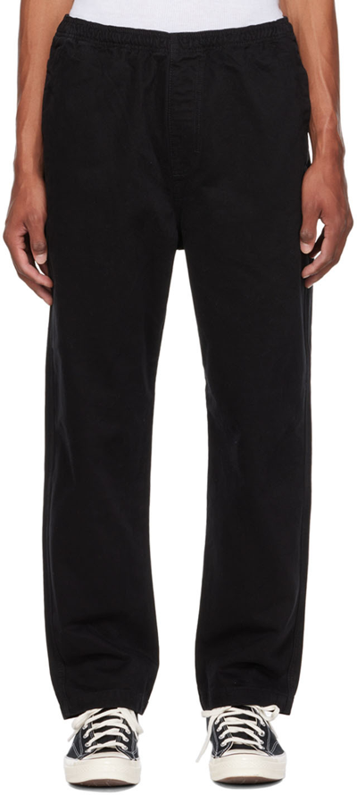 Stussy Black Brushed Beach Trousers