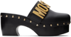 Moschino 70mm Embellished Leather Clogs In Black