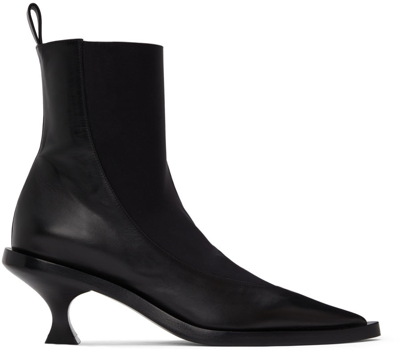 Jil Sander Black Calfskin Ankle Boots In 001 Black