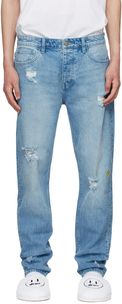 Drew House Ssense Exclusive Black Tapered Jeans In Colfax Wash
