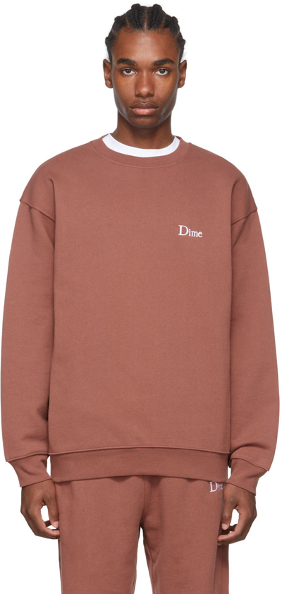 Dime Red Cotton Sweatshirt In Washed Maroon