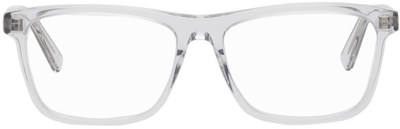 Saint Laurent Gray Square Acetate Glasses In 004 Grey
