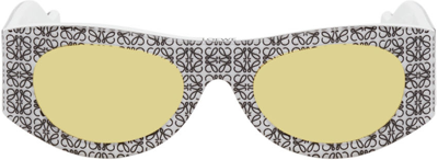 Loewe White Oval Sunglasses In Roviex Lens White Black