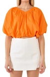 Endless Rose Puff Crop Blouse In Orange