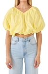 Endless Rose Puff Crop Blouse In Yellow