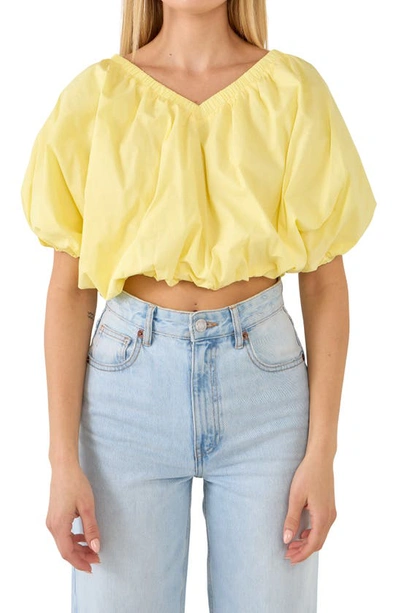 Endless Rose Puff Crop Blouse In Yellow