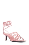 Black Suede Studio Franca Calfskin Strappy Ankle-tie Sandals In Dark Blush Leather