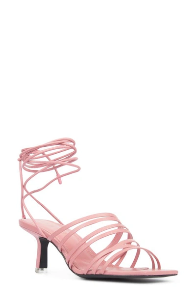 Black Suede Studio Franca Calfskin Strappy Ankle-tie Sandals In Dark Blush