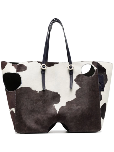 Off-white Meteor Cow Pattern Tote Bag In White Blue