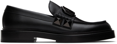 Valentino Garavani Chainlord Leather Loafers In Black