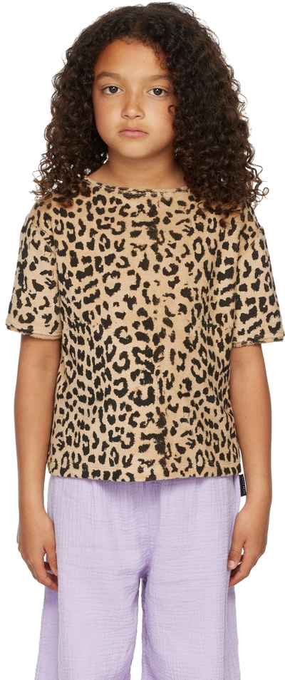 Daily Brat Kids Beige Leopard Towel T-shirt In Sand