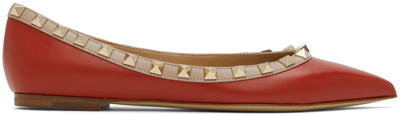 Valentino Garavani Rockstud Patent Flat In Red
