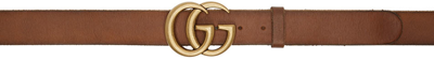 Gucci Brown Leather Double G Belt In 2535 Cuir