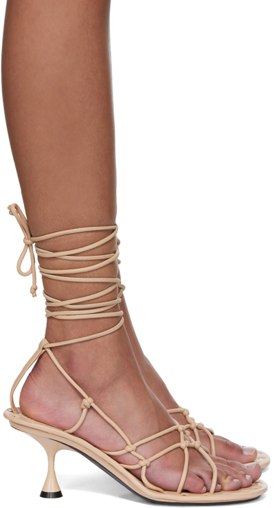 Acne Studios Beige Strappy Heeled Sandals In Aeb Cream Beige