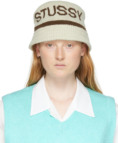 【ファッション通販】 Bucket Knit Jacquard Beige Stussy Hat ModeSens | Natural In 帽子