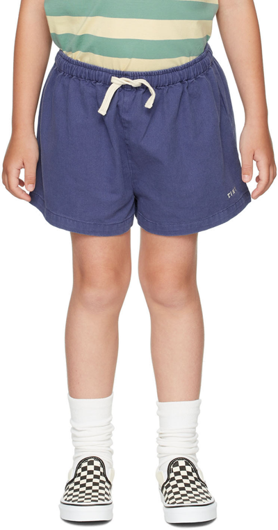 Tinycottons Kids Blue Solid Shorts In J29 Ultramarine