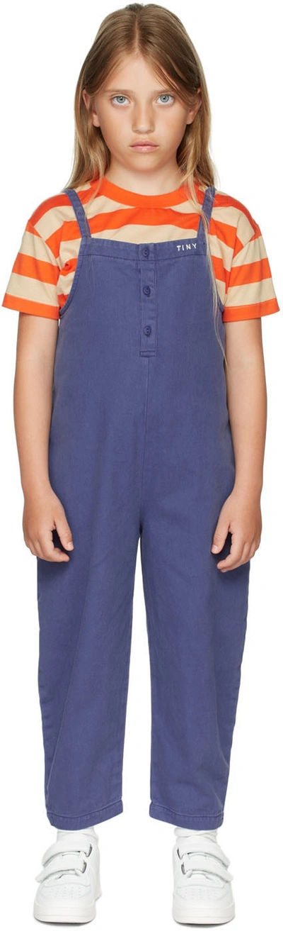 Tinycottons Kids Blue Solid Jumpsuit In J29 Ultramarine