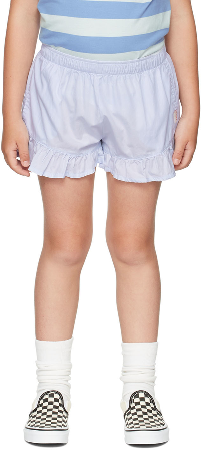 Tinycottons Kids Blue Frills Shorts In J24 Pale Blue