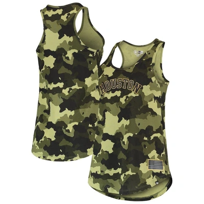 New Era Green Houston Astros 2022 Mlb Armed Forces Day Camo Racerback Tank Top