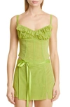 Kathryn Bowen Green Ruffle Tank Top In Lime