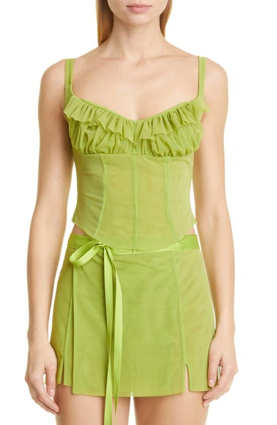 Kathryn Bowen Green Ruffle Tank Top In Lime