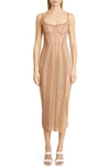 Kathryn Bowen Beige Bustier Tank Midi Dress In Nude/ Off White Lining